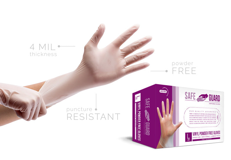 Vinyl Gloves, Powder-Free, Clear, Small to X-Large, 100 gloves/box, 10 boxes/case, 112 cases/pallet